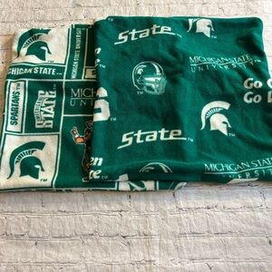 MICHIGAN STATE SPARTANS UNIVERSITY (2) DIFFERENT THROW PILLOW COVERS GREEN/WHITE